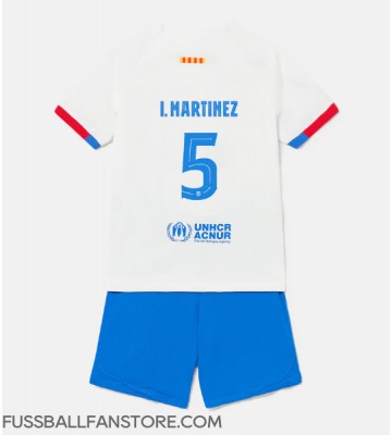 Barcelona Inigo Martinez #5 Replik Auswärtstrikot Kinder 2023-24 Kurzarm (+ Kurze Hosen)
